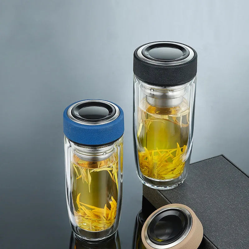 Double-layer glass tea cup