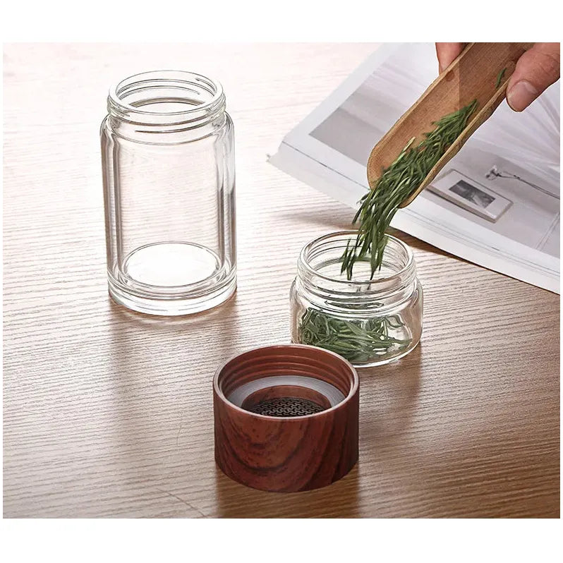Double Glass Tea Bottle Infuser
