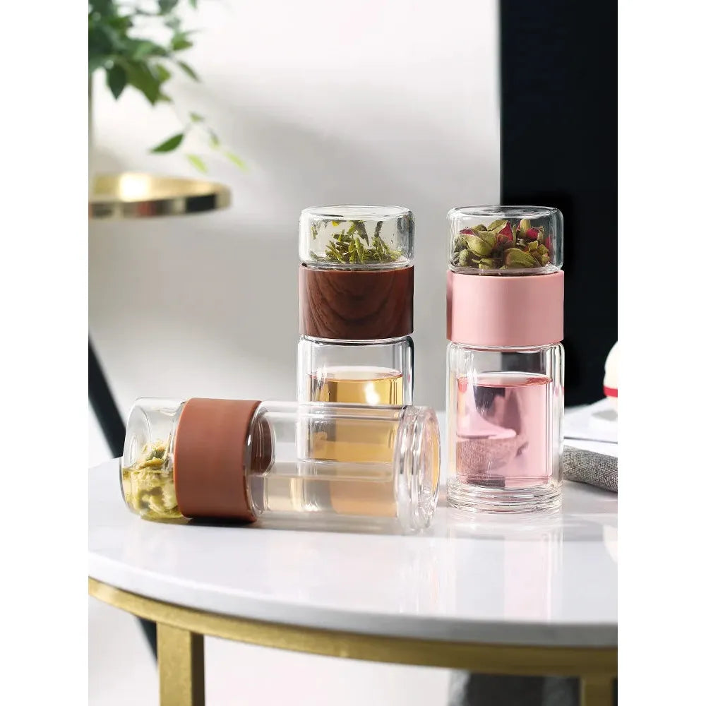 Double Glass Tea Bottle Infuser