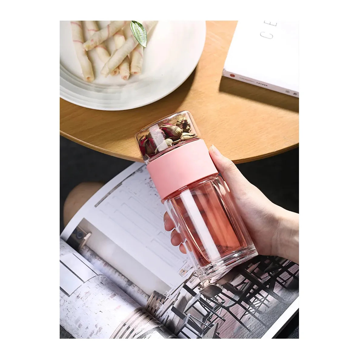 Double Glass Tea Bottle Infuser