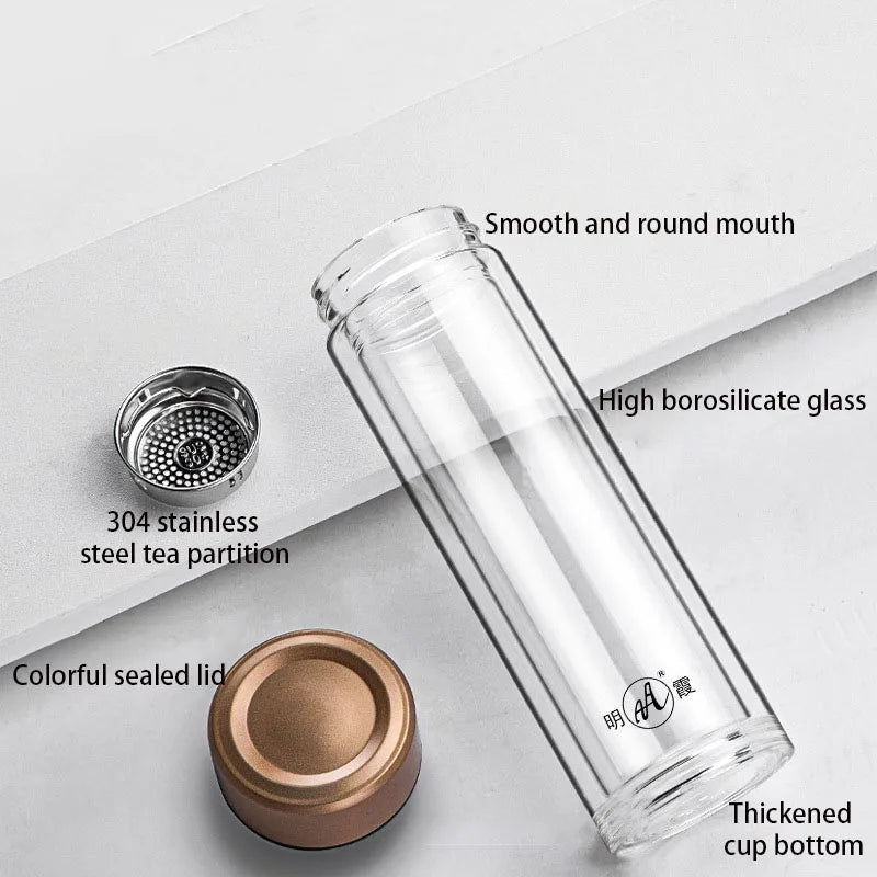 Double-layer glass tea cup