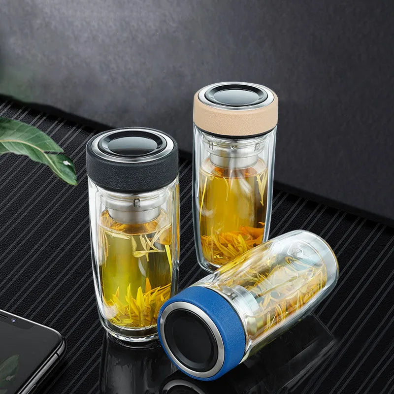 Double-layer glass tea cup